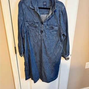 GAP Blue Denim Button-Up Dress